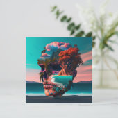 Colored Skull Head Karte (Stehend Vorderseite)