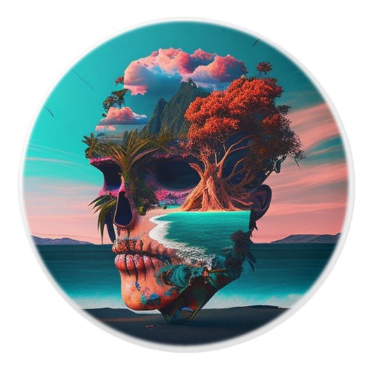 Colored Skull Head Keramikknauf (Vorderseite)