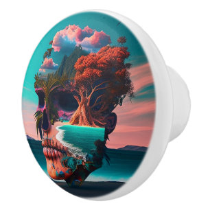 Colored Skull Head Keramikknauf