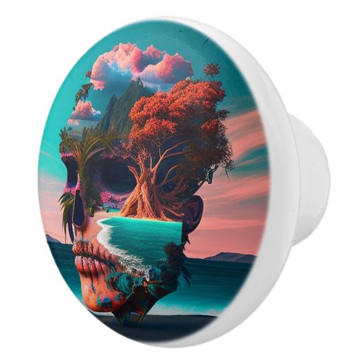 Colored Skull Head Keramikknauf (Rechts)