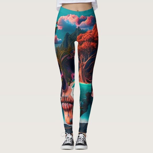 Colored Skull Head Leggings (Vorderseite)