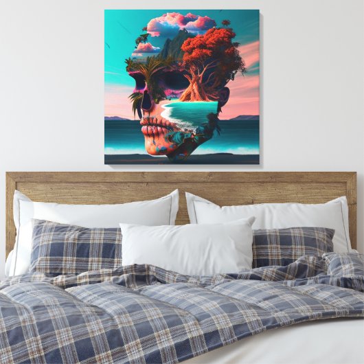 Colored skull head leinwanddruck (Insitu (Schlafzimmer))