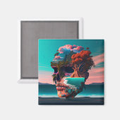 Colored Skull Head Magnet (Vorderseite/Rückseite)