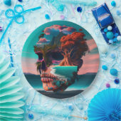Colored skull head pappteller (Party)