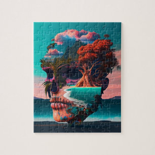 Colored skull head puzzle