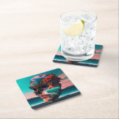 Colored Skull Head Rechteckiger Pappuntersetzer (Vor Ort)