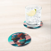 Colored Skull Head Runder Pappuntersetzer (Vor Ort)