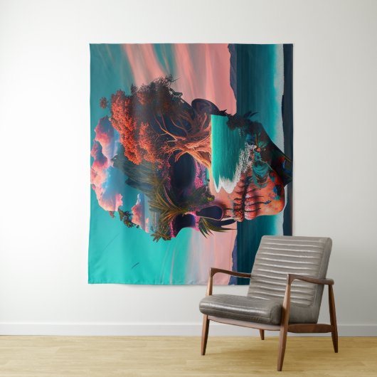 Colored skull head wandteppich (Beispiel)