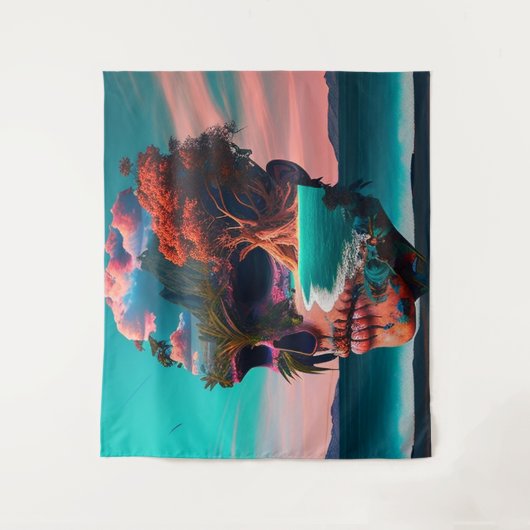 Colored skull head wandteppich (Vorderseite)