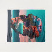 Colored skull head wandteppich (Vorderseite (Horizontal))