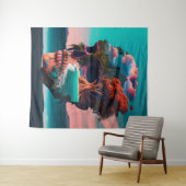 Colored skull head wandteppich (Beispiel (Horizontal))