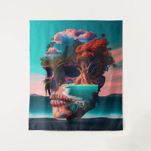 Colored skull head wandteppich (Vorderseite)