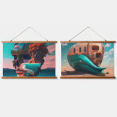 Colored skull head wandteppich mit holzrahmen (Doppelt)