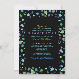 COLORED STARS Bar Bat Mitzvah Einladung