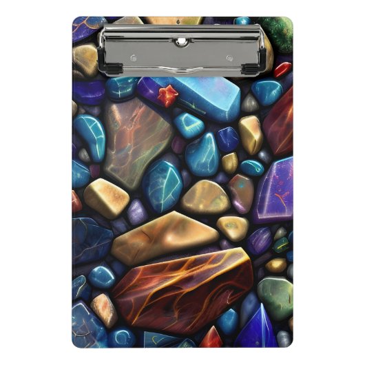 Colored Stone Mosaic Muster Mini Klemmbrett (Vorderseite)