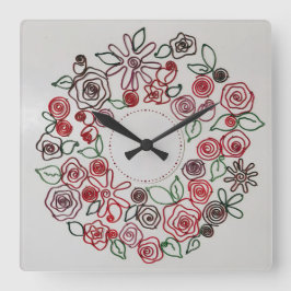 colored wire floral ornaments quadratische wanduhr
