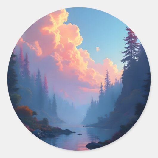 Colorfall Grove – Herbstlandschaft Runder Aufkleber (Vorderseite)