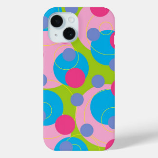 Colorfu lRetro Circle Dots Candy Pink Funky Groovy iPhone 15 Hülle