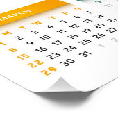 Colorful 2026 Calendar - Rainbow Colors 3 Columns Poster (Ecke)