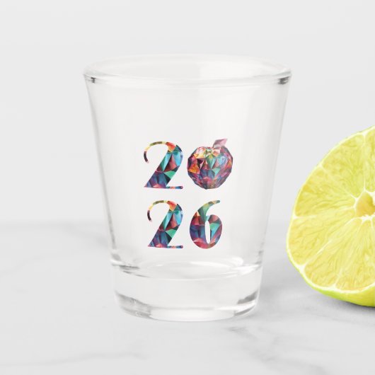 Colorful 2026 New Year- Schnapsglas (Vorderseite)