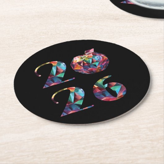 Colorful 2026 runder pappuntersetzer (Angewinkelt)