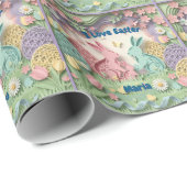 Colorful 3D Paper Cut Easter Bunny Wrapping Paper Geschenkpapier (Rolleneckpunkt)