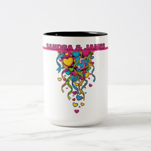 Colorful 5th Anniversary Zweifarbige Tasse (Mittel)