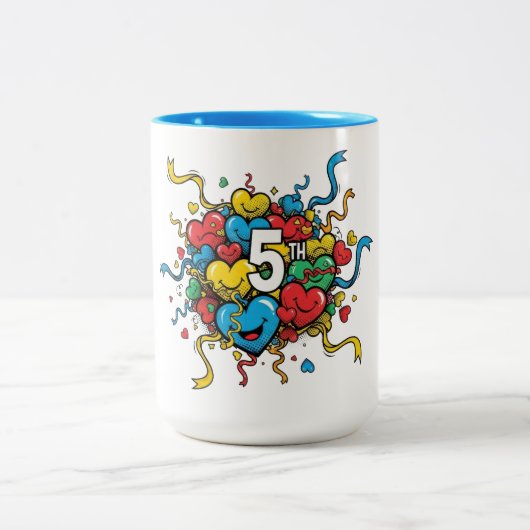 Colorful 5th Year Anniversary Zweifarbige Tasse (Mittel)