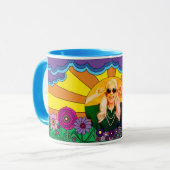 Colorful 60s Flower Child Hippie Birthday Photo Tasse (Vorderseite Links)