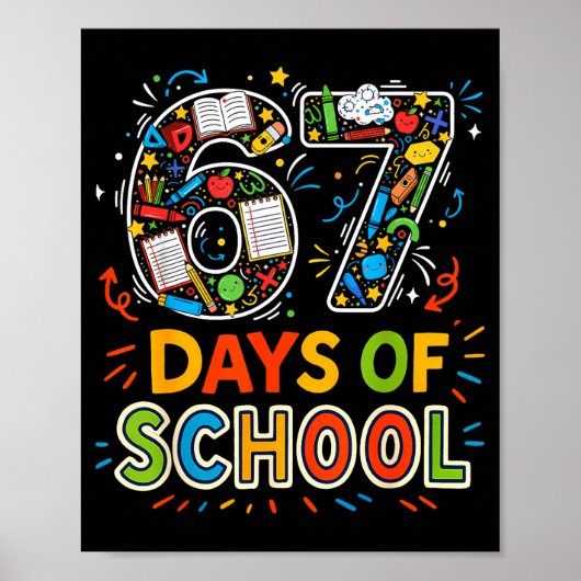 Colorful 67 Days Of School Clroom Learning Celebra Poster (Vorne)