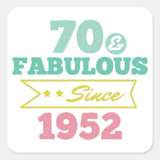 colorful 70 and fabulous since 1952 quadratischer aufkleber