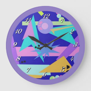 Colorful 80’s Retro Pattern Wall Clock Große Wanduhr
