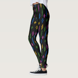 Colorful 80's Neon Lightning Pattern  Leggings