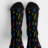 Colorful 80's Neon Lightning Pattern  Socken (Oben)