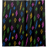 Colorful 80's Retro Neon Lightning Pattern Duschvorhang (Vorderseite)