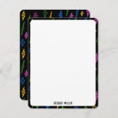 Colorful 80's Retro Neon Lightning Pattern Mitteilungskarte (Vorne/Hinten)