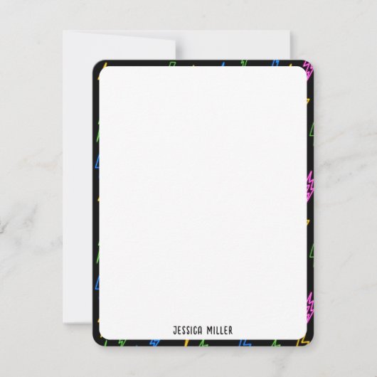 Colorful 80's Retro Neon Lightning Pattern Mitteilungskarte (Vorderseite)