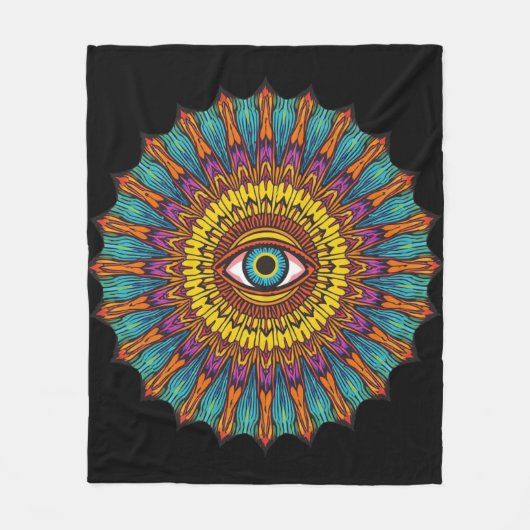 Colorful 90s Mandala Art -Trippy Third Eye Graphic Fleecedecke (Vorderseite)