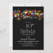 Colorful Abstract 40th Birthday Party Einladung (Vorderseite)