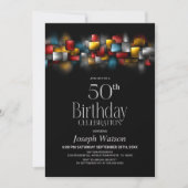 Colorful Abstract 50th Birthday Party Einladung (Vorderseite)