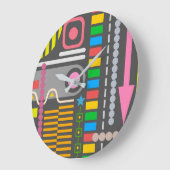 Colorful Abstract Art Pattern Große Wanduhr (Winkel)