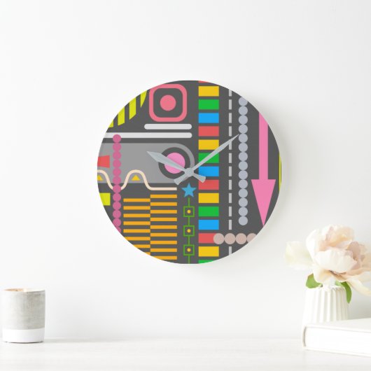 Colorful Abstract Art Pattern Große Wanduhr (Zuhause)