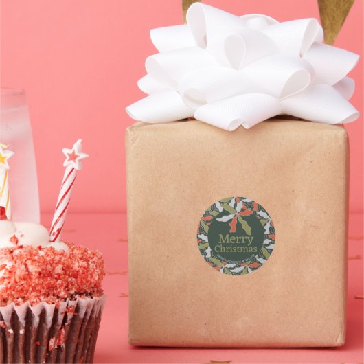 Colorful Abstract Botanical Christmas Runder Aufkleber (Party)