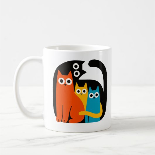 Colorful Abstract Cat Trio Mug Kaffeetasse (Links)