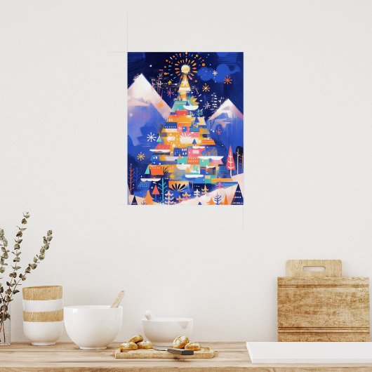 Colorful Abstract Christmas Tree Poster (Küche)