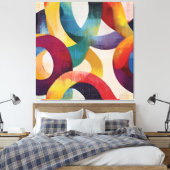 Colorful Abstract Circular Rings Leinwanddruck (Insitu (Schlafzimmer))