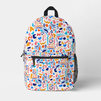 Colorful Abstract Doodle Backpack – Retro 90s Aest Bedruckter Rucksack