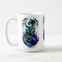 Colorful abstract Dragon design like a water color Kaffeetasse