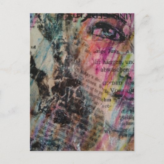 colorful abstract face mixed media postkarte (Vorderseite)