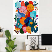 Colorful Abstract Felt Floral Boho Nursery Poster (Heimbüro)